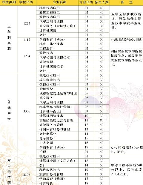 銅陵市理工學(xué)校、招生計(jì)劃