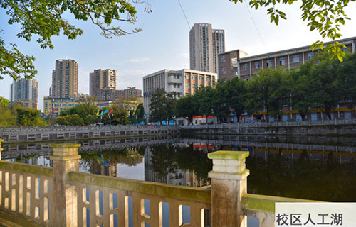 重慶春琿人文技工學(xué)校校區(qū)人工湖圖片