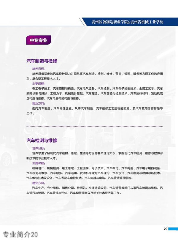 貴州裝備制造職業(yè)學(xué)院專業(yè)簡(jiǎn)介20